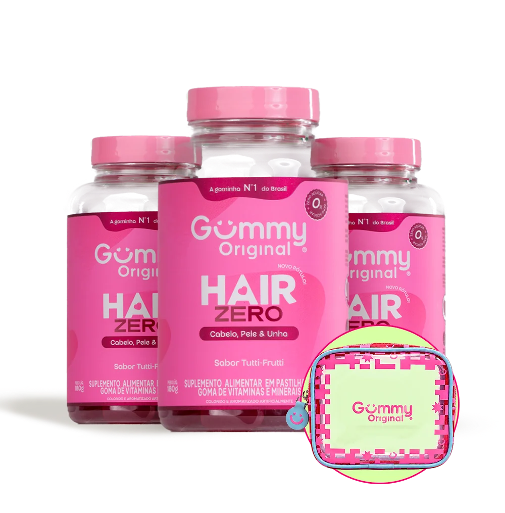 Kit Gummy® Trio Hair Zero + Necessaire (3 potes)